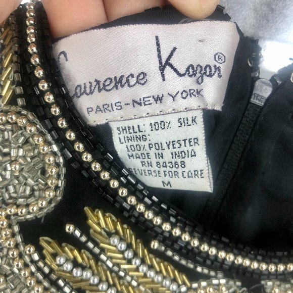 Laurence Kazar Beaded Blouse Top Metallic Medium - Picture 7 of 8